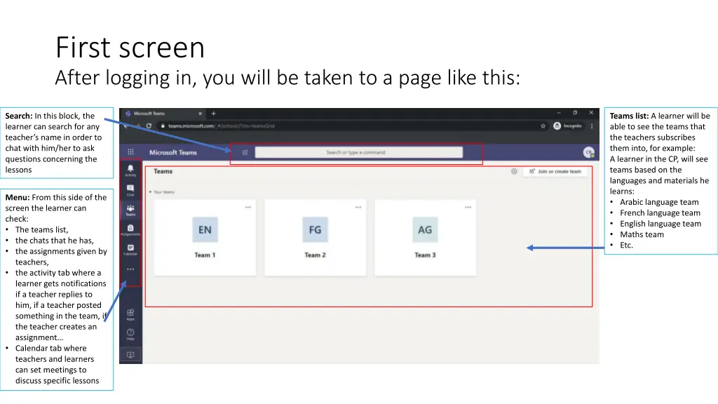 first screen after logging in you will be taken