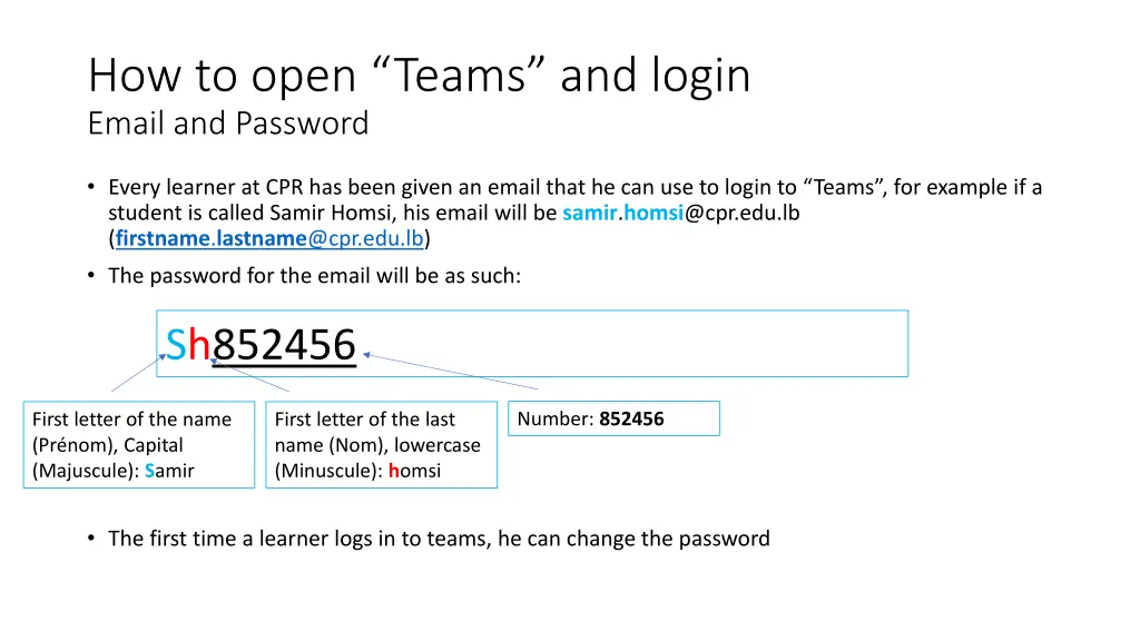 how to open teams and login email and password
