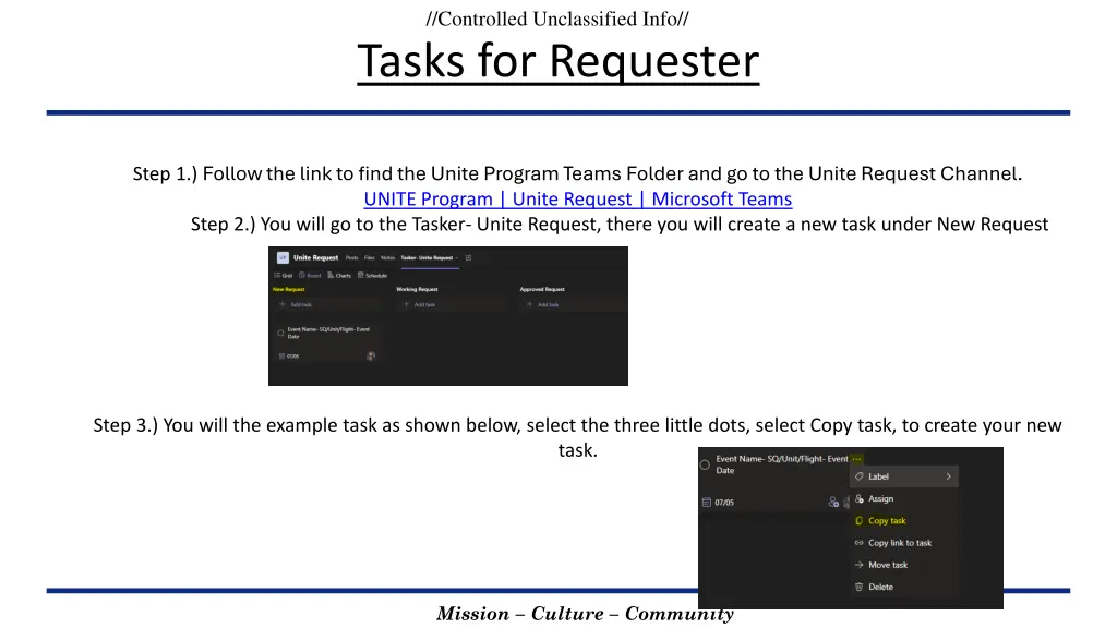 controlled unclassified info tasks for requester