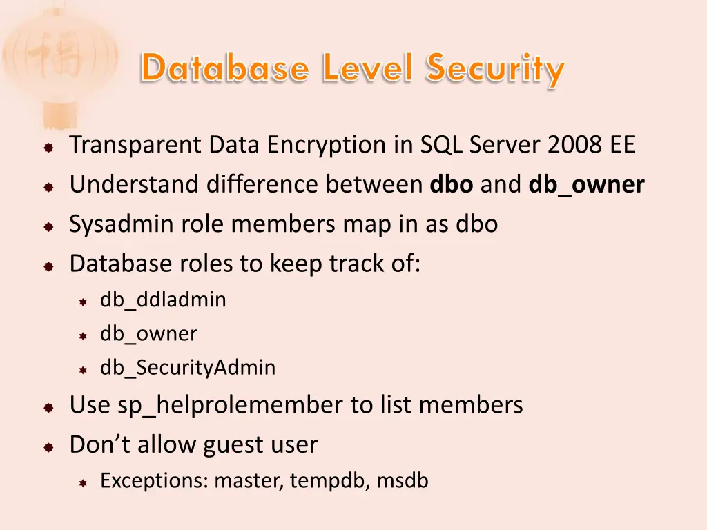 database level security