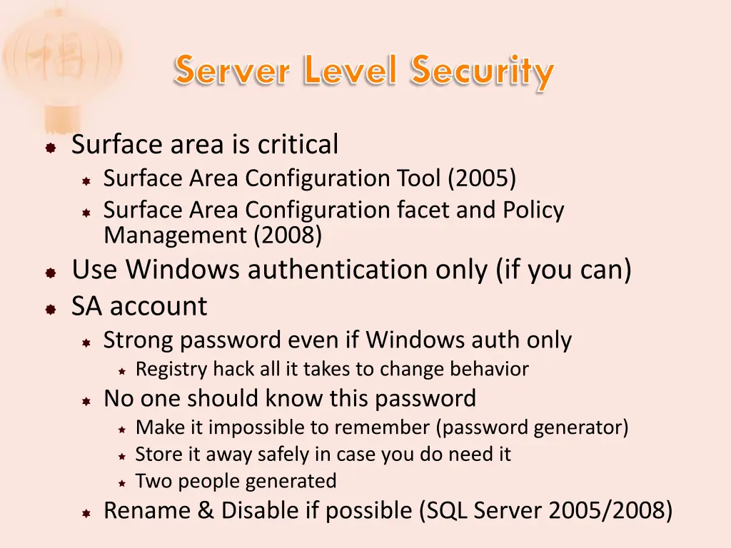 server level security
