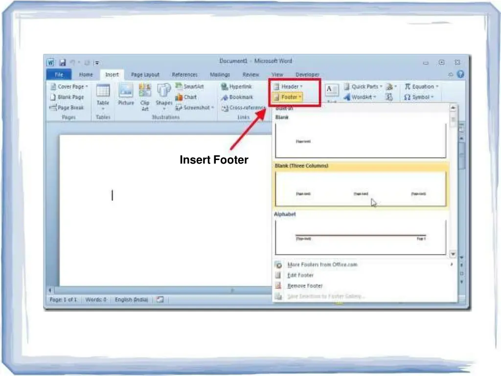 insert footer