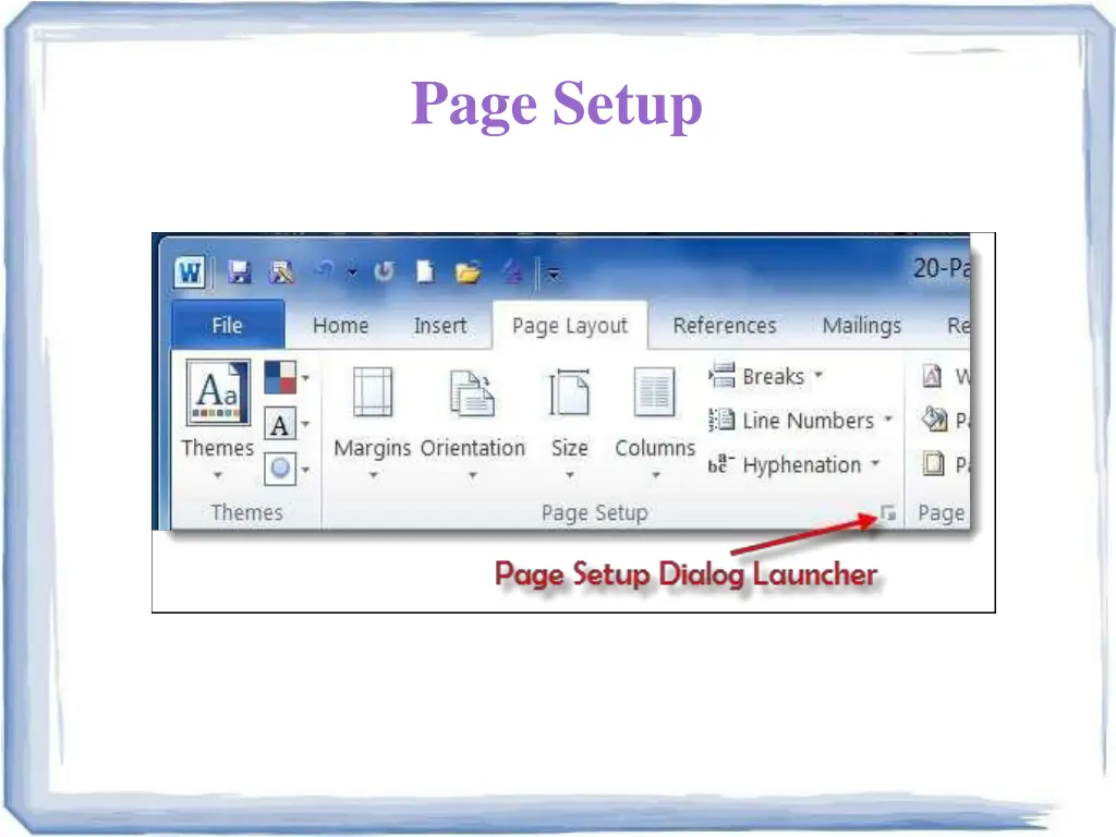 page setup