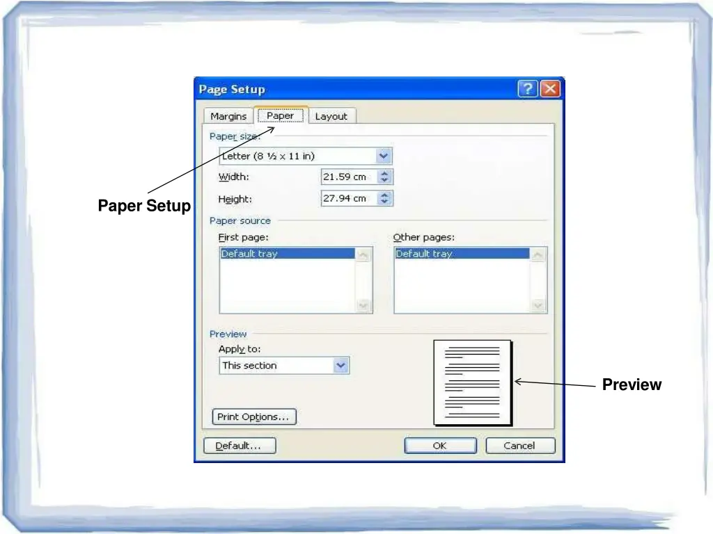 paper setup