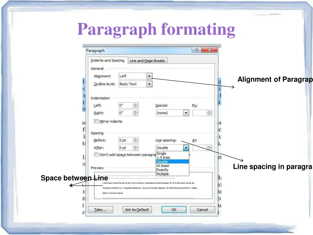 paragraph formating
