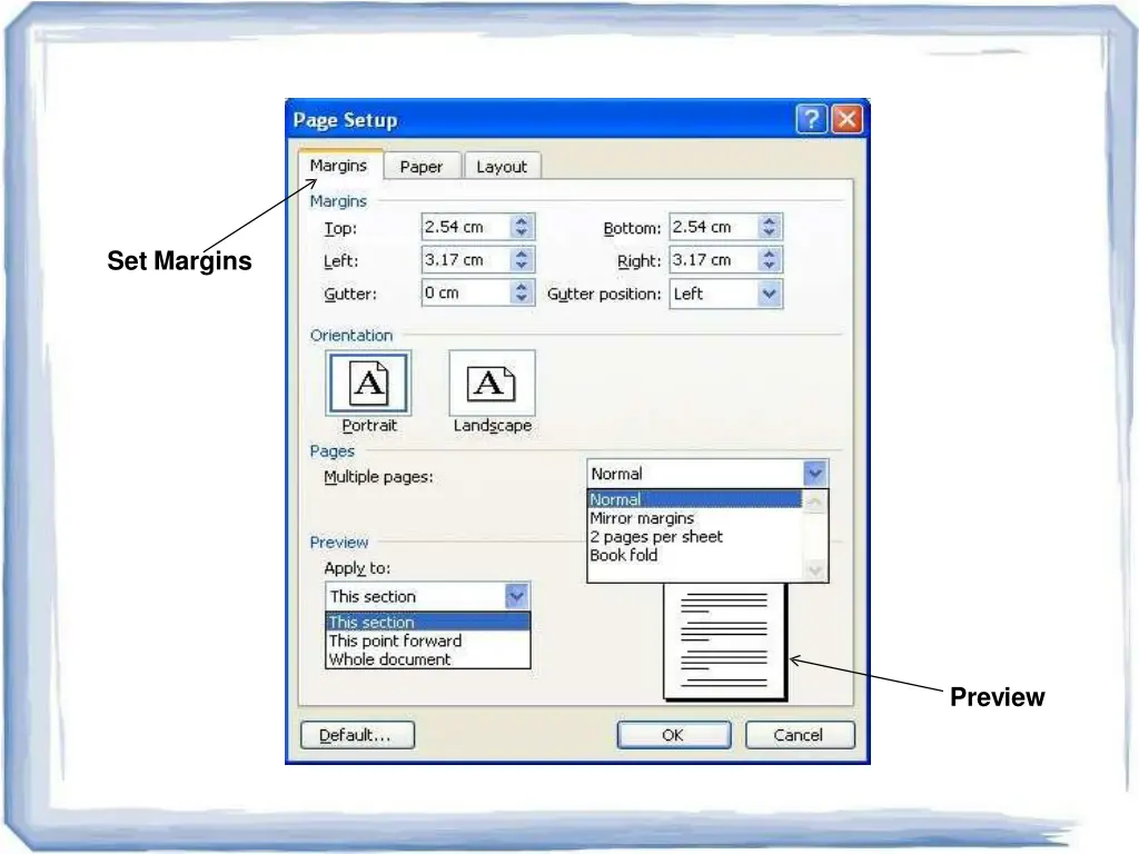 set margins