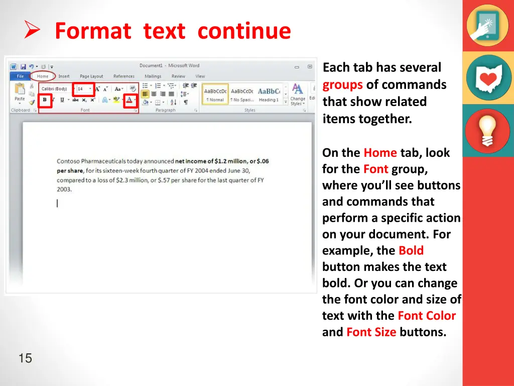 format text continue