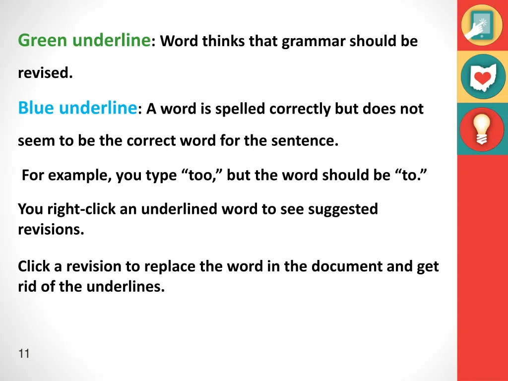 green underline word thinks that grammar should be