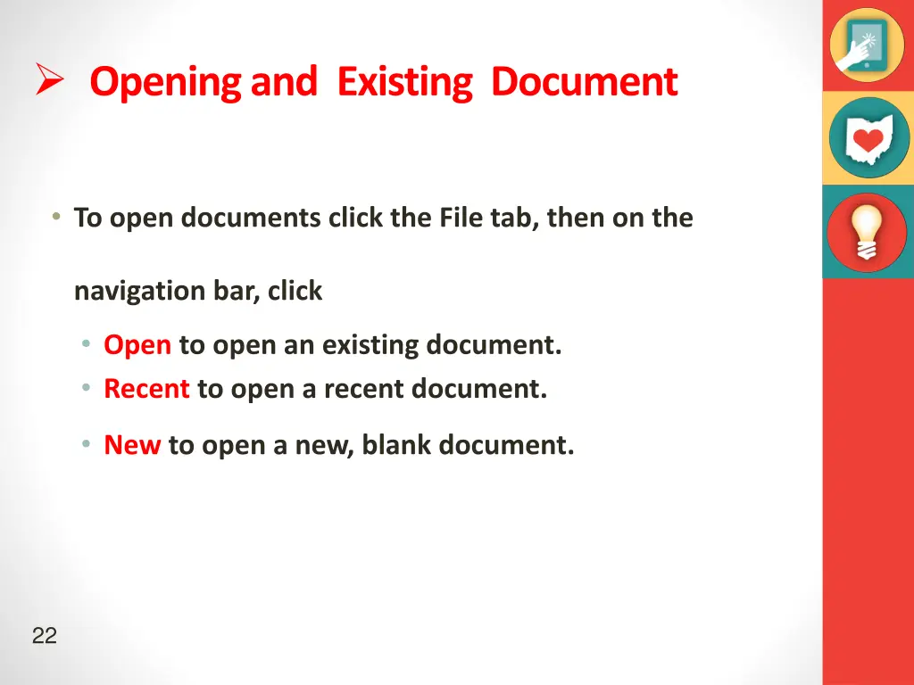 opening and existing document