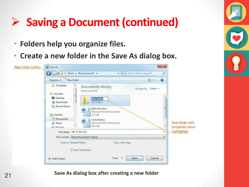 saving a document continued
