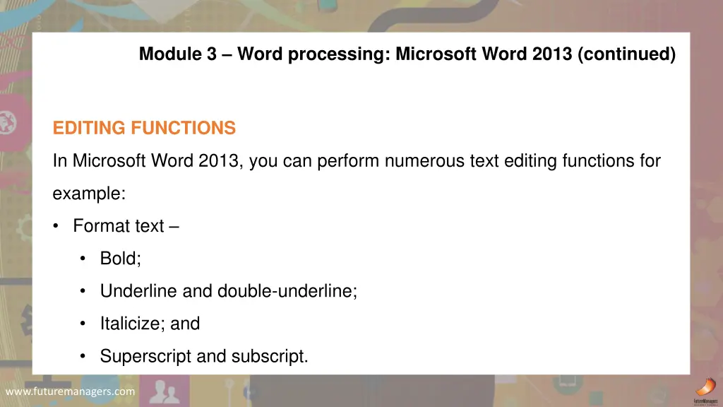 module 3 word processing microsoft word 2013 1
