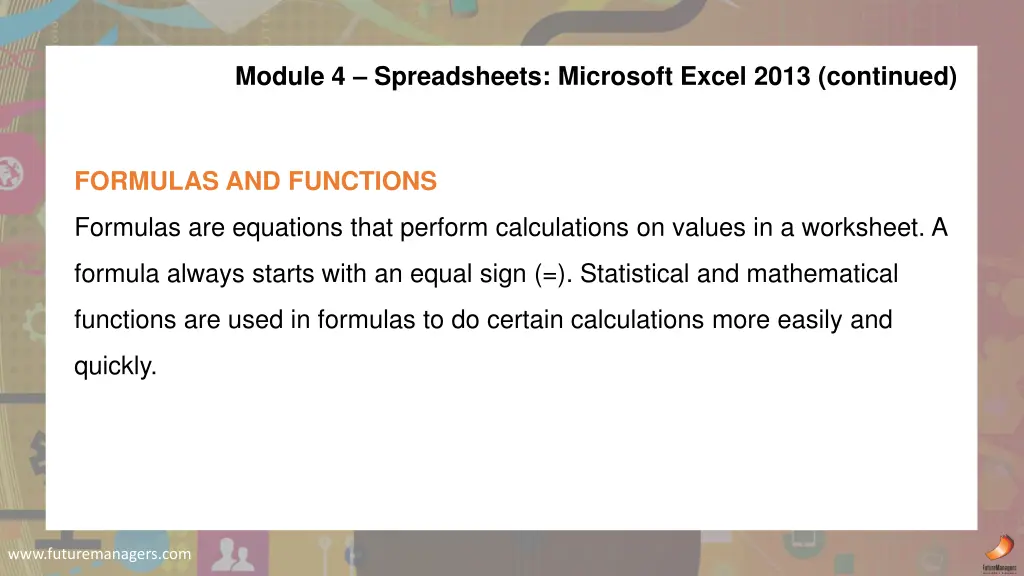 module 4 spreadsheets microsoft excel 2013 2