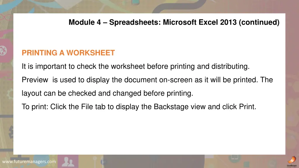 module 4 spreadsheets microsoft excel 2013 3