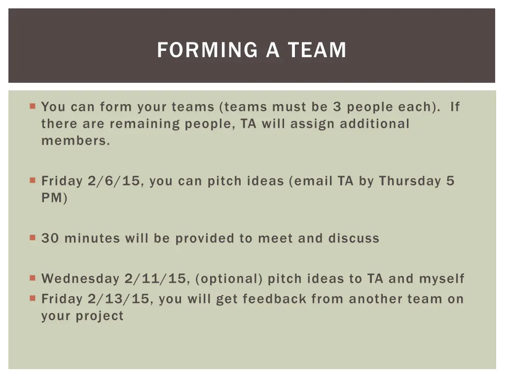 forming a team