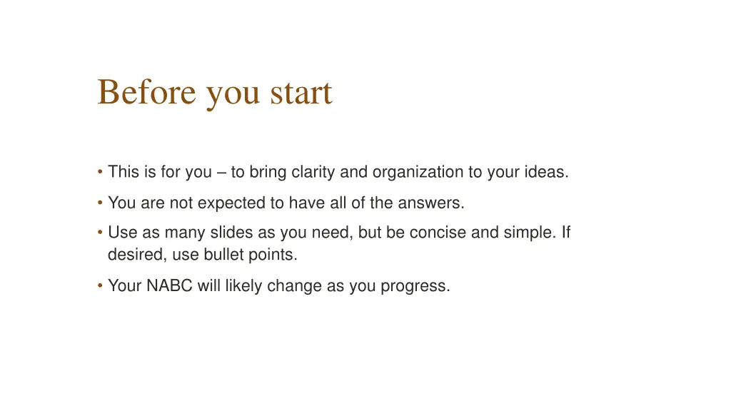 before you start