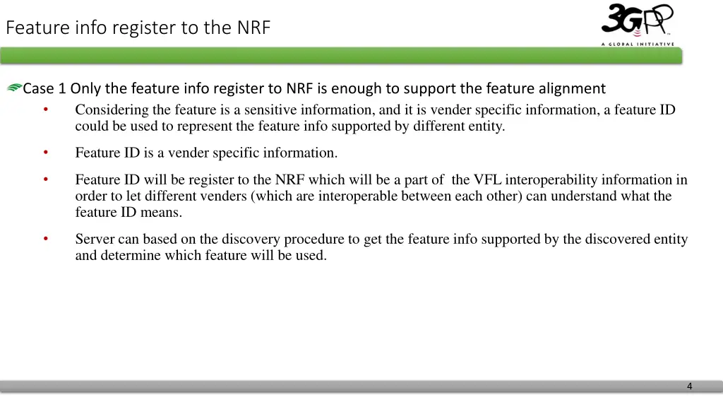 feature info register to the nrf