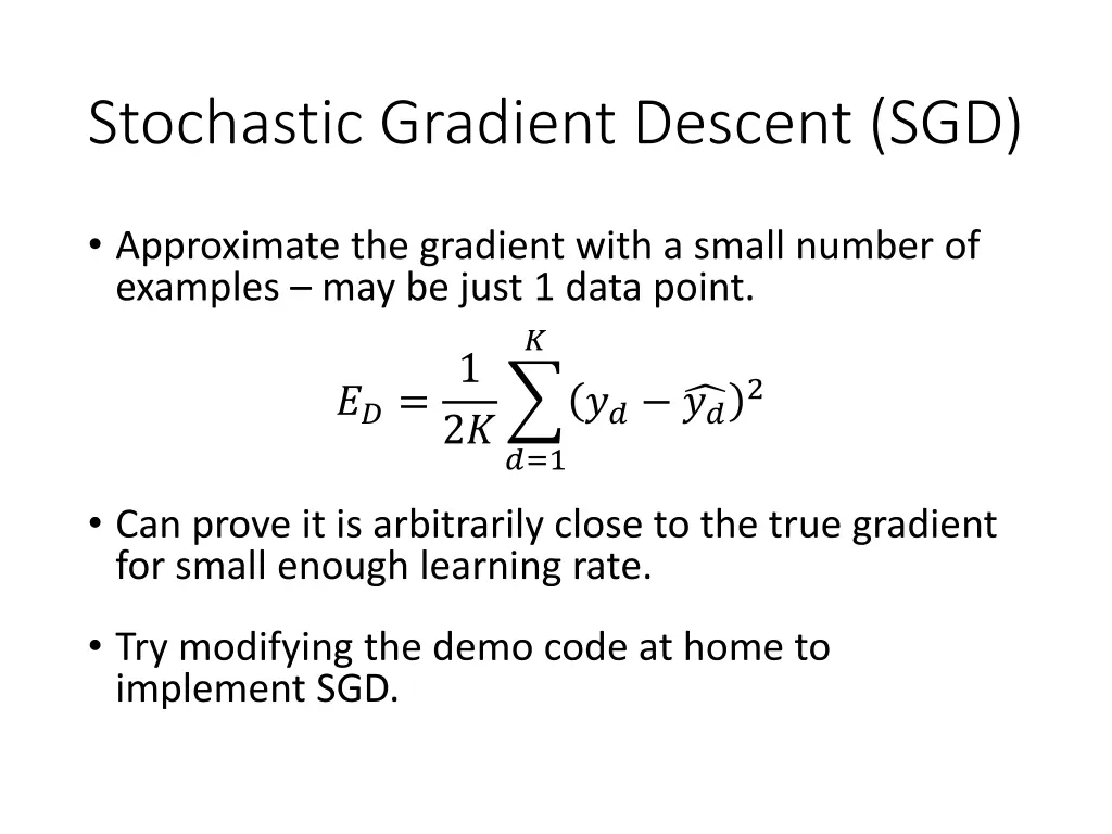 stochastic gradient descent sgd
