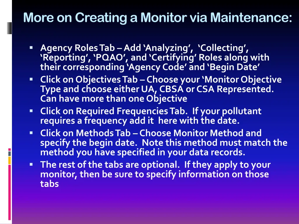 more on creating a monitor via maintenance