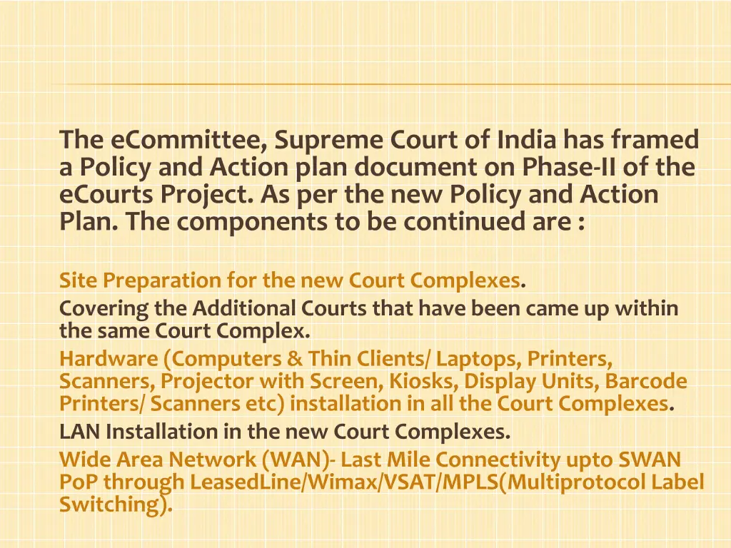 the ecommittee supreme court of india has framed