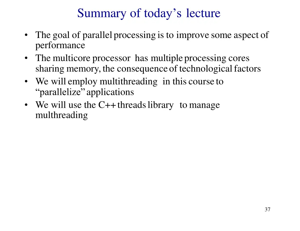 summary of today s lecture