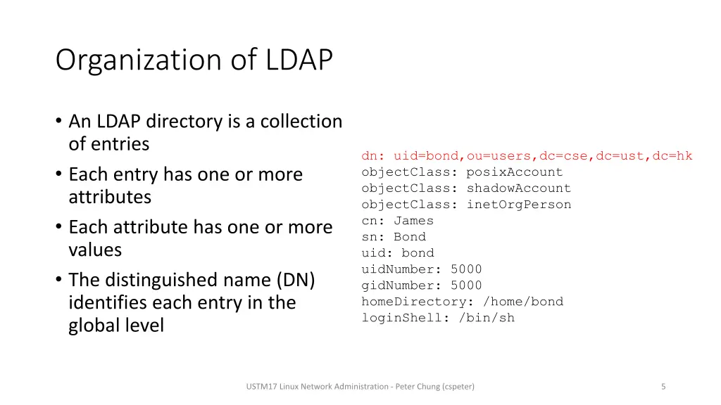 organization of ldap