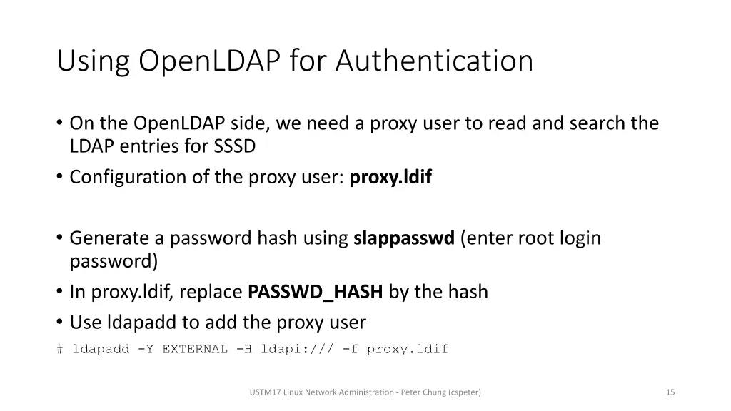 using openldap for authentication 1