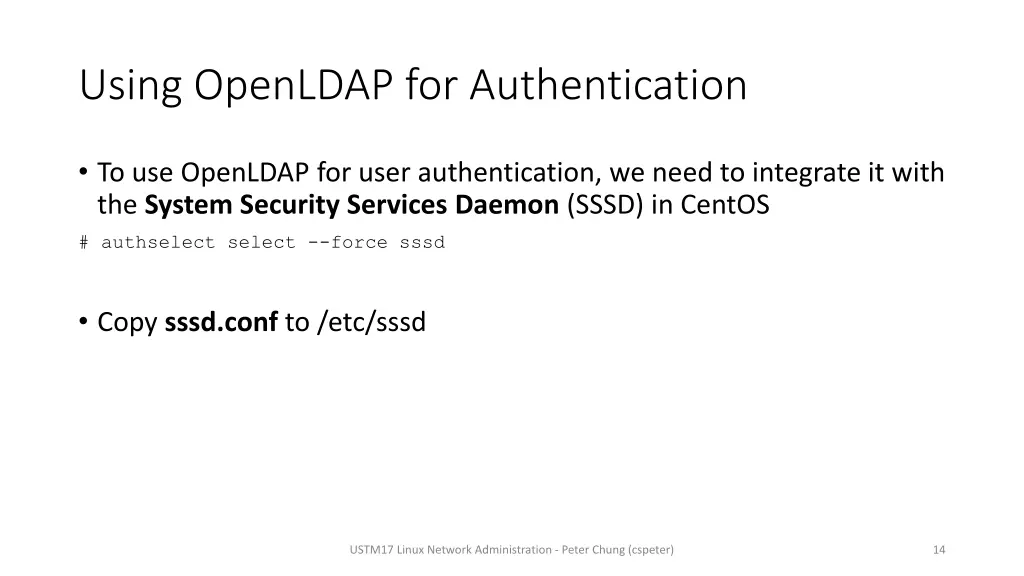 using openldap for authentication