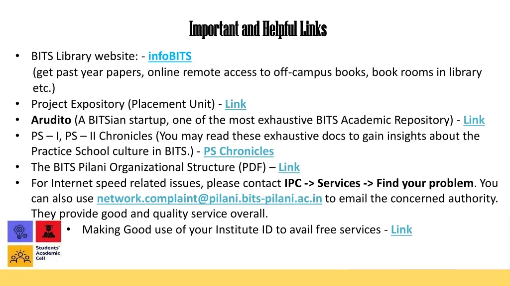 impo important rtant and helpful links