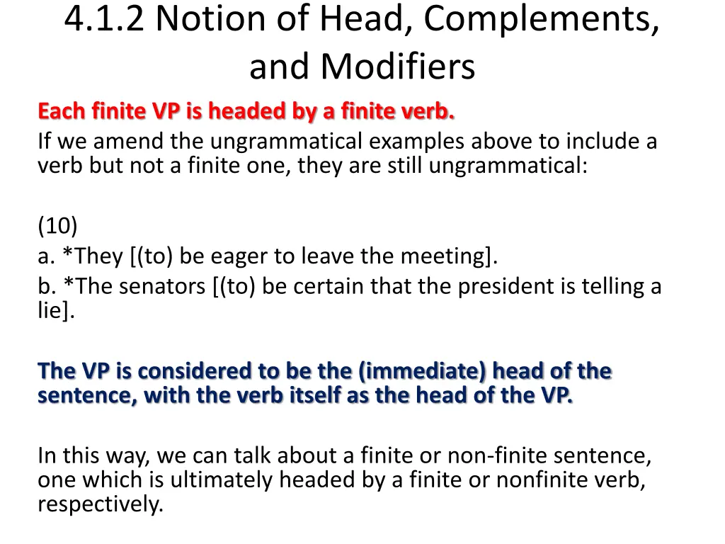 4 1 2 notion of head complements and modifiers 7