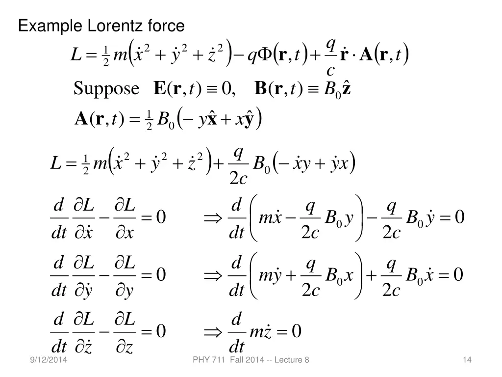 example lorentz force l