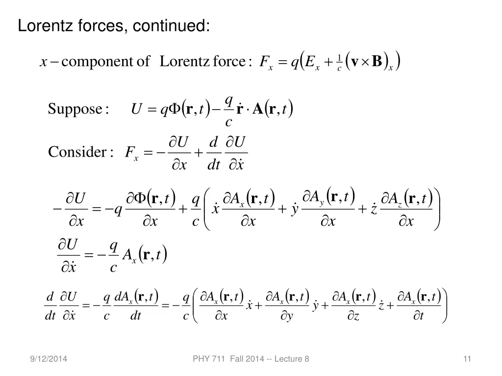 lorentz forces continued