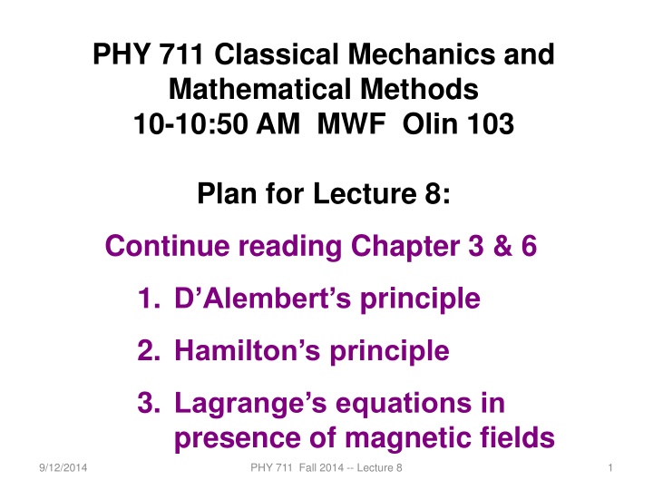 phy 711 classical mechanics and mathematical