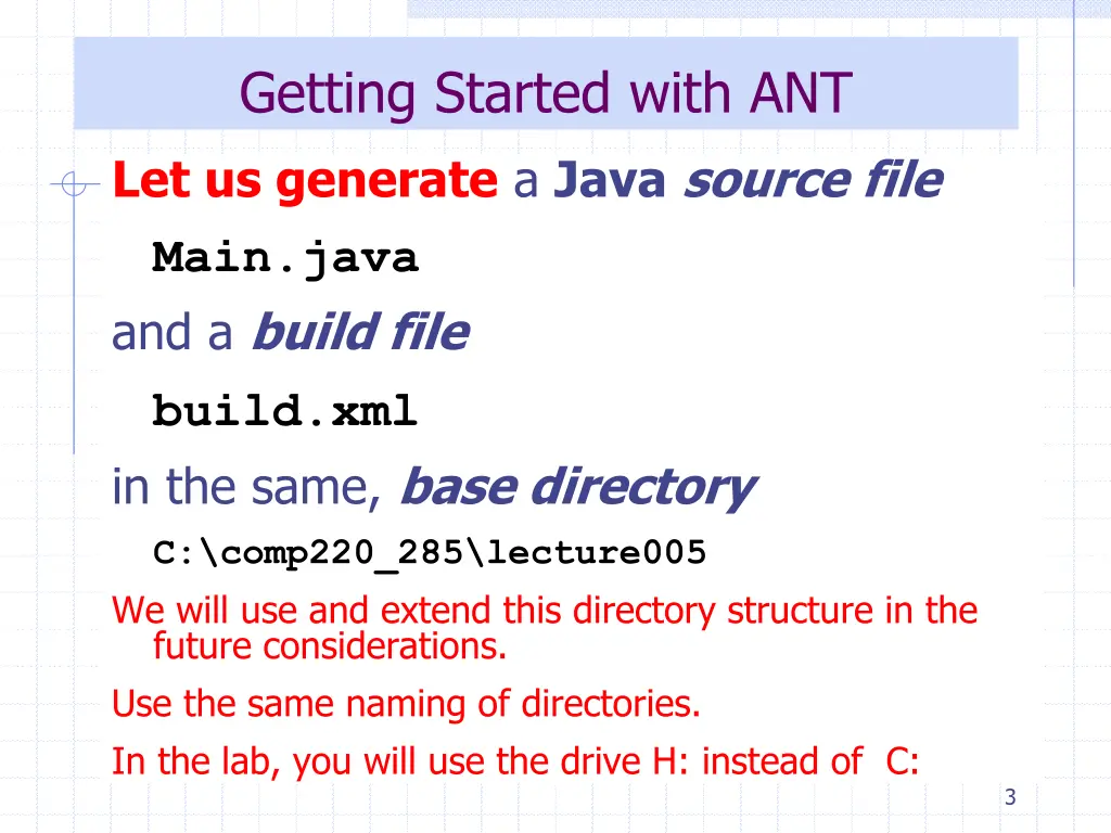 getting started with ant let us generate a java