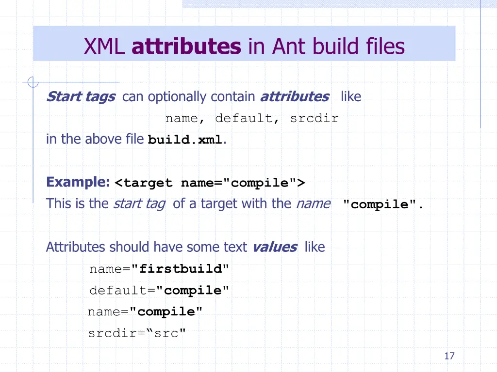 xml attributes in ant build files