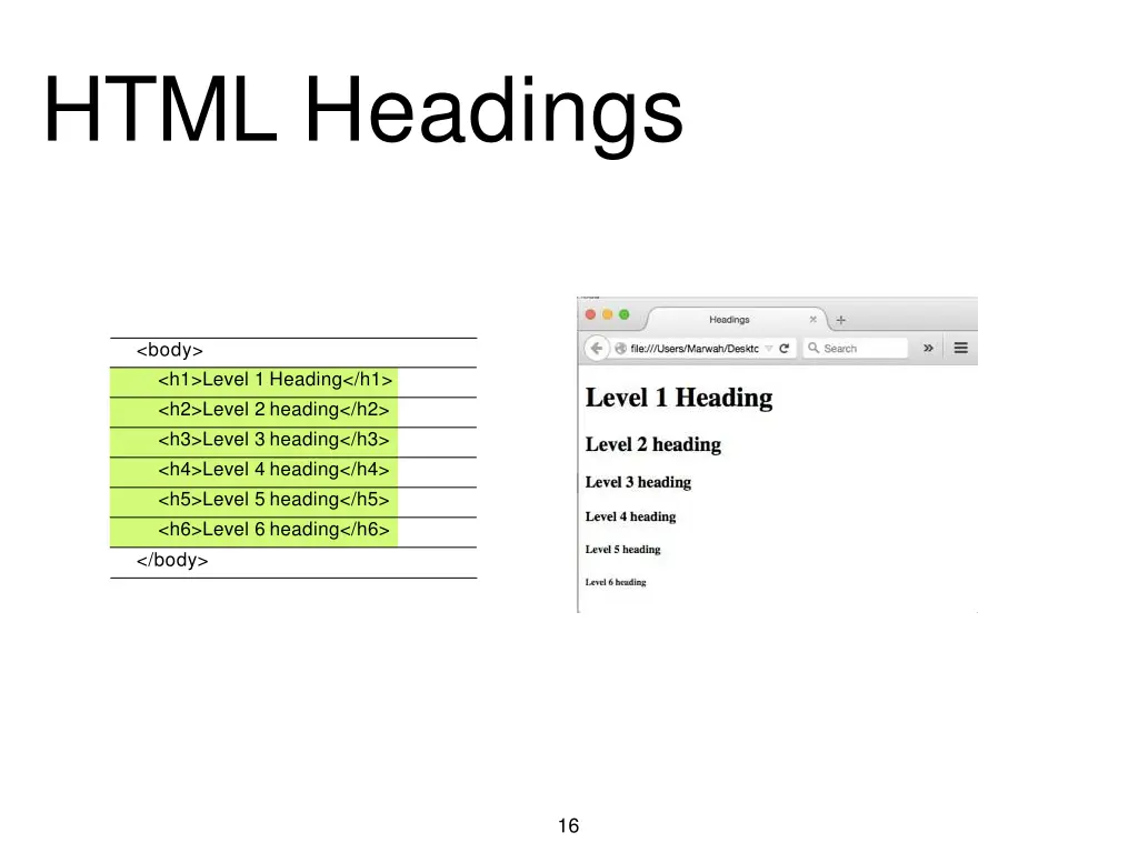 html headings 1