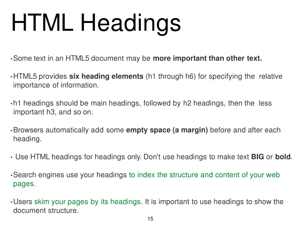 html headings