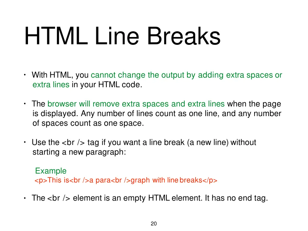 html line breaks