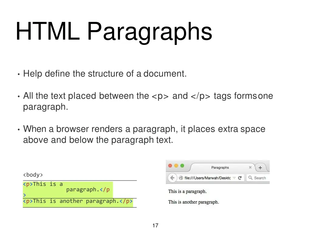 html paragraphs
