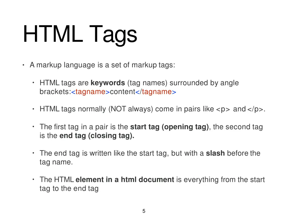 html tags