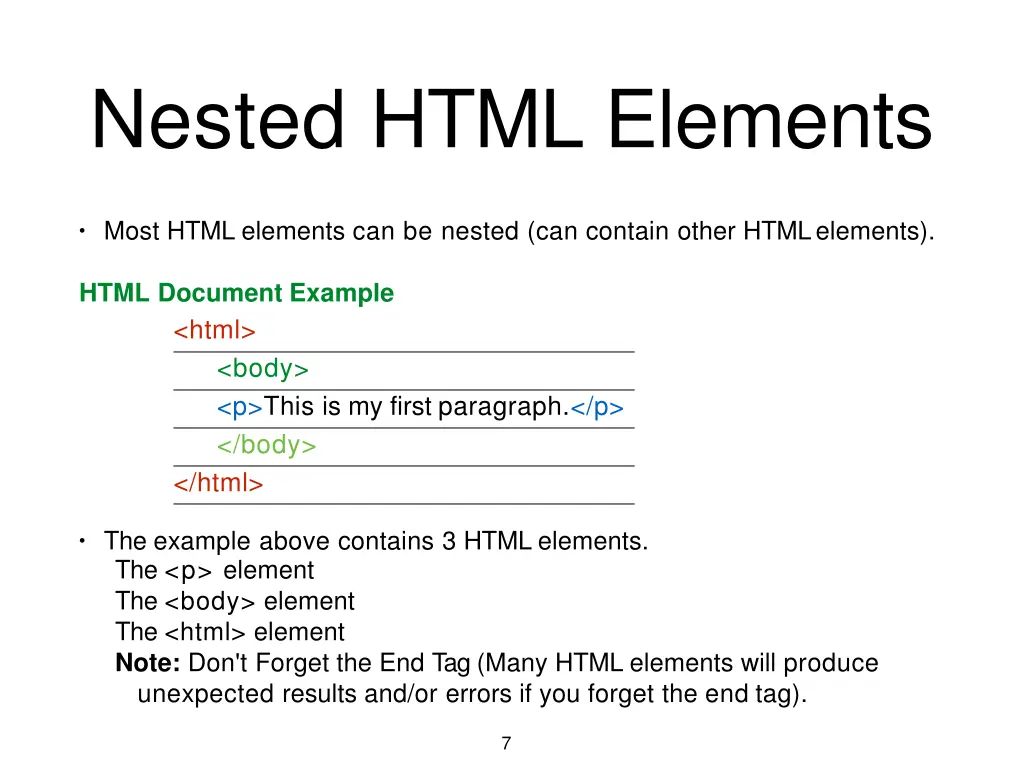 nested html elements