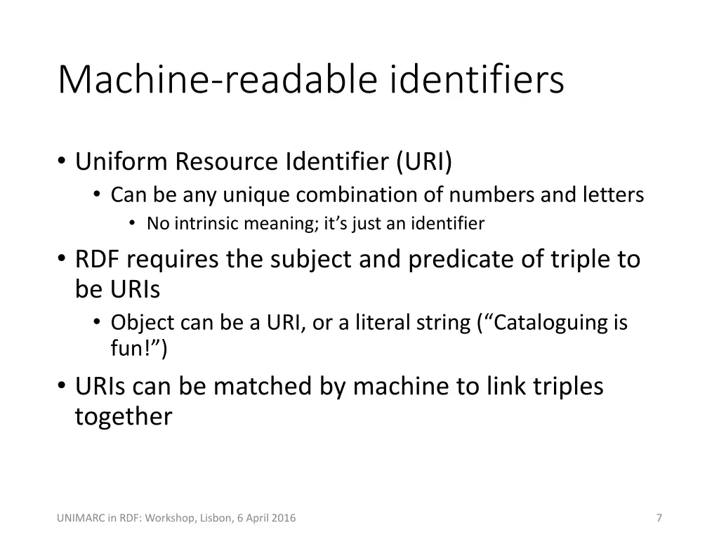machine readable identifiers