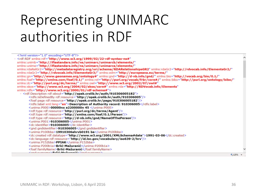 representing unimarc authorities in rdf