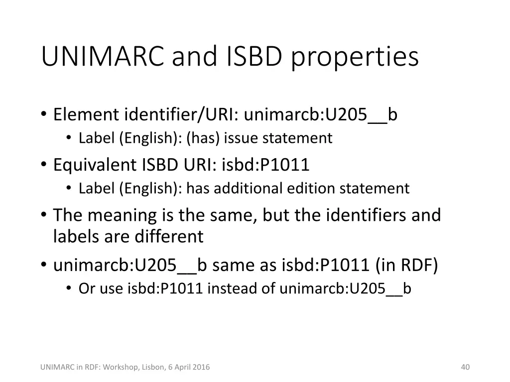 unimarc and isbd properties