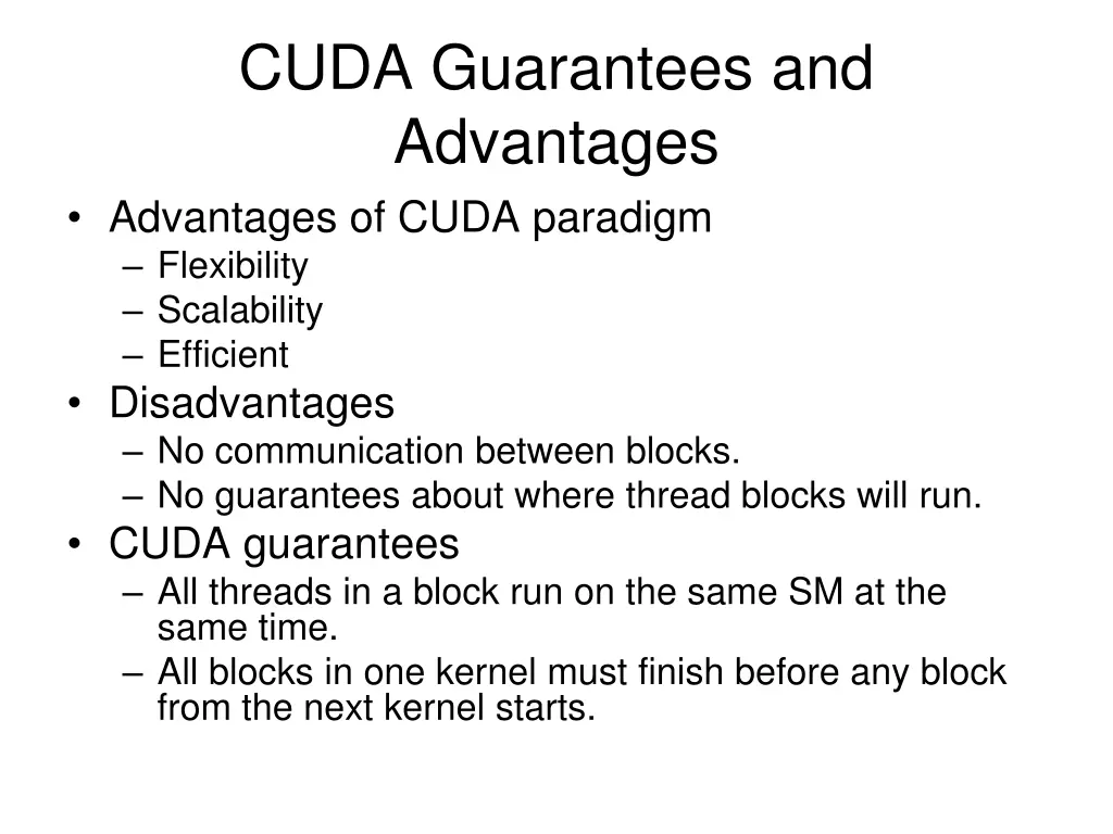 cuda guarantees and advantages advantages of cuda