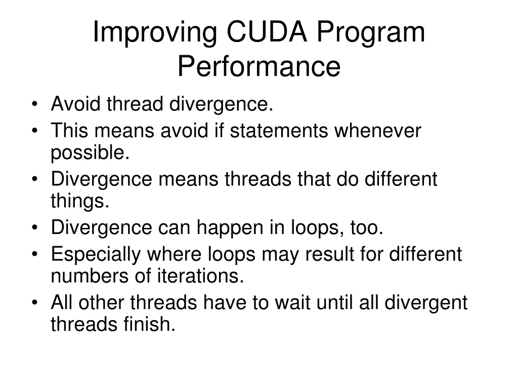 improving cuda program performance avoid thread