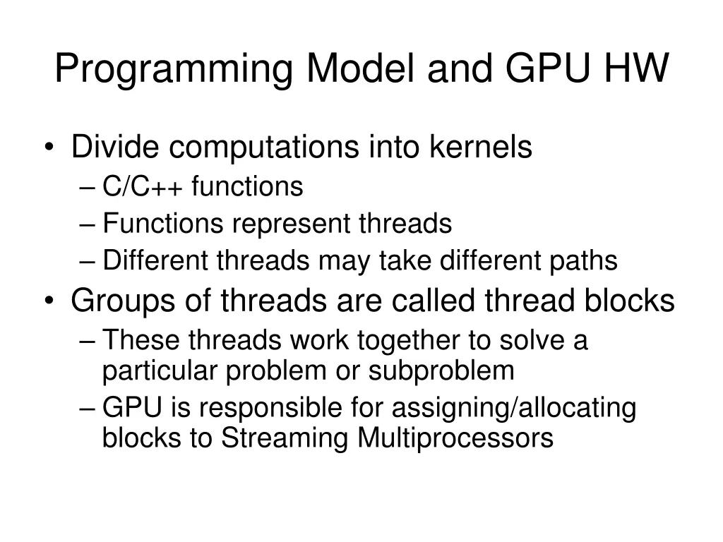 programming model and gpu hw