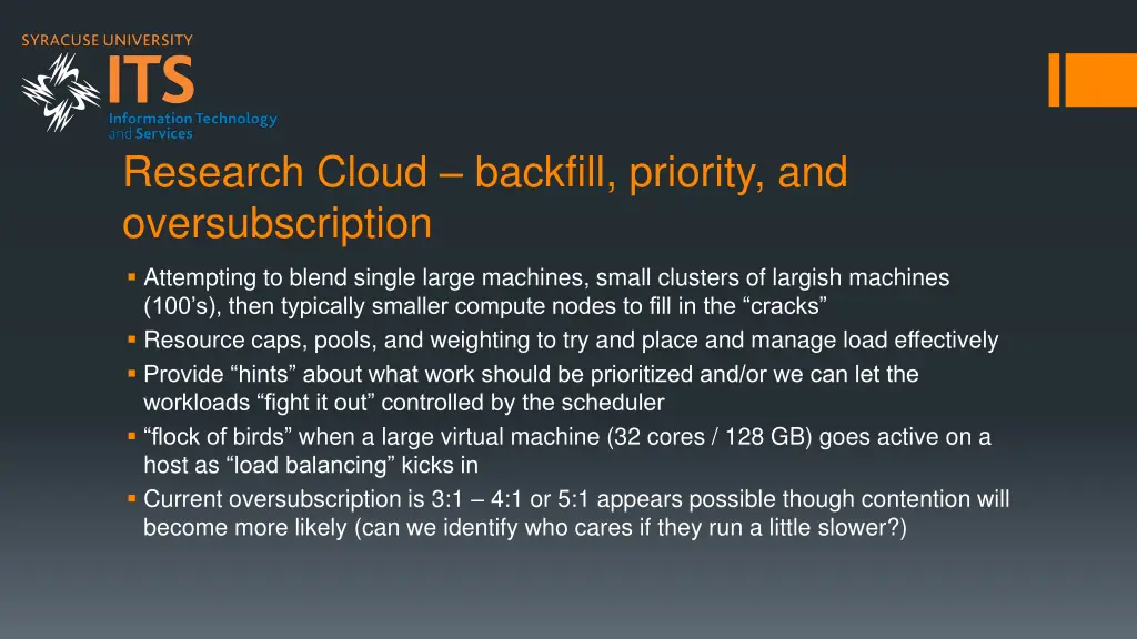 research cloud backfill priority