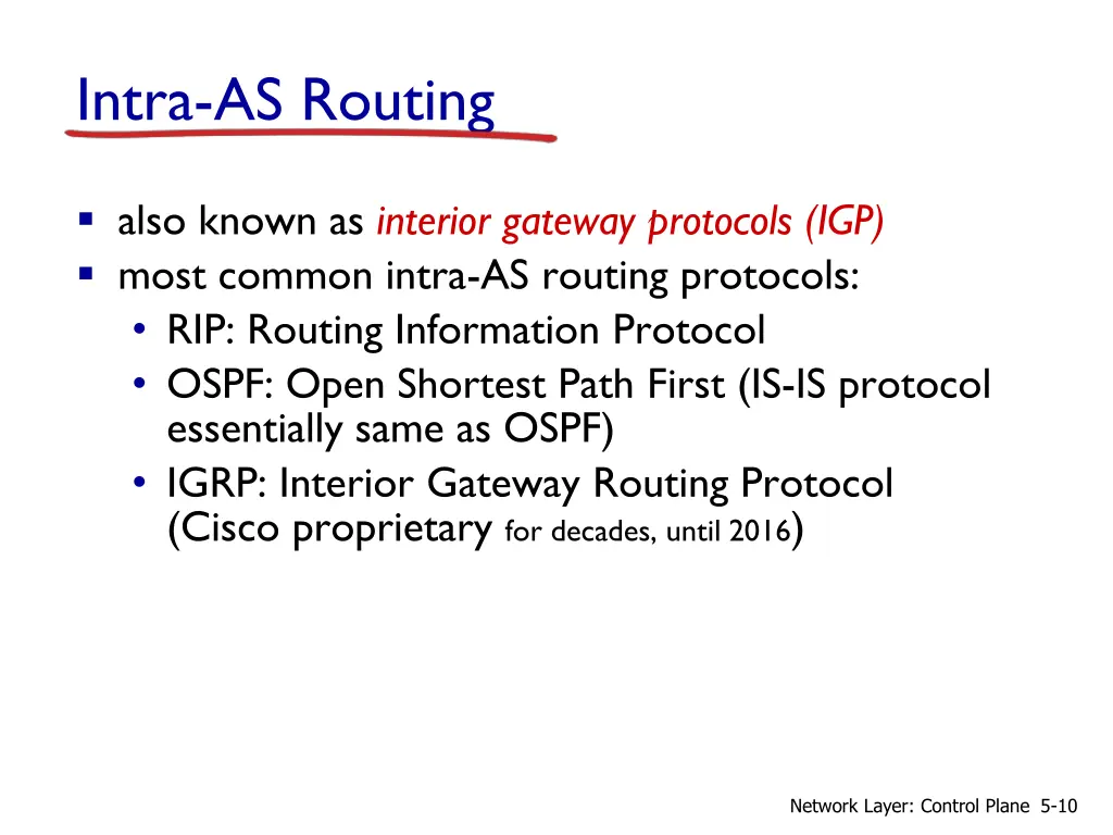 intra as routing