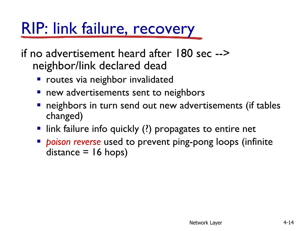 rip link failure recovery