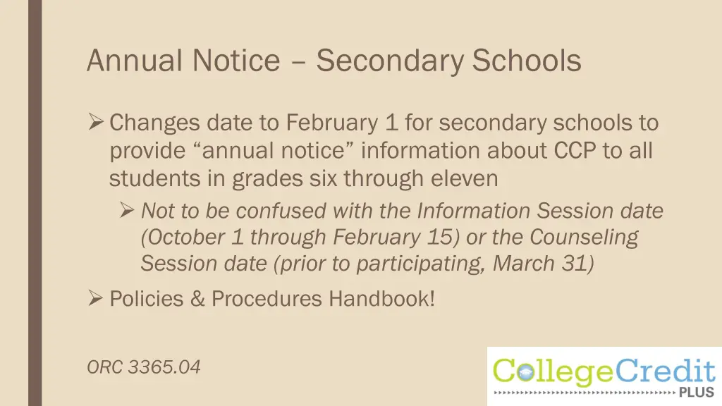 annual notice secondary schools